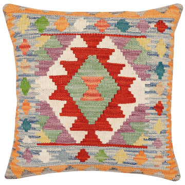 handmade Traditional Pillow Rust Blue Hand-Woven SQUARE 100% WOOL Hand woven turkish pillow2' x 2'